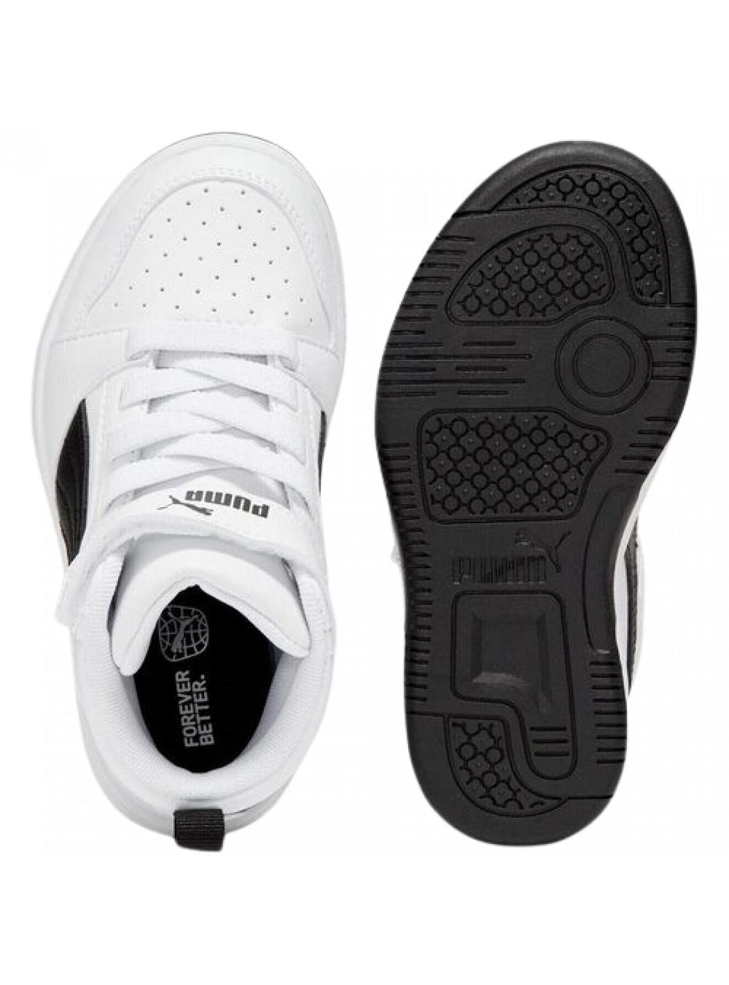Scarpe Bambino unisex puma rebound_v6_mid_ac_ps_bianco