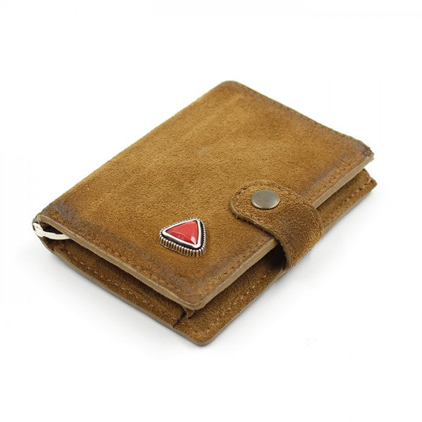 Porta tessere iClutch Adulto unisex Kjore Project Cabochon in pelle scamosciata/rosso