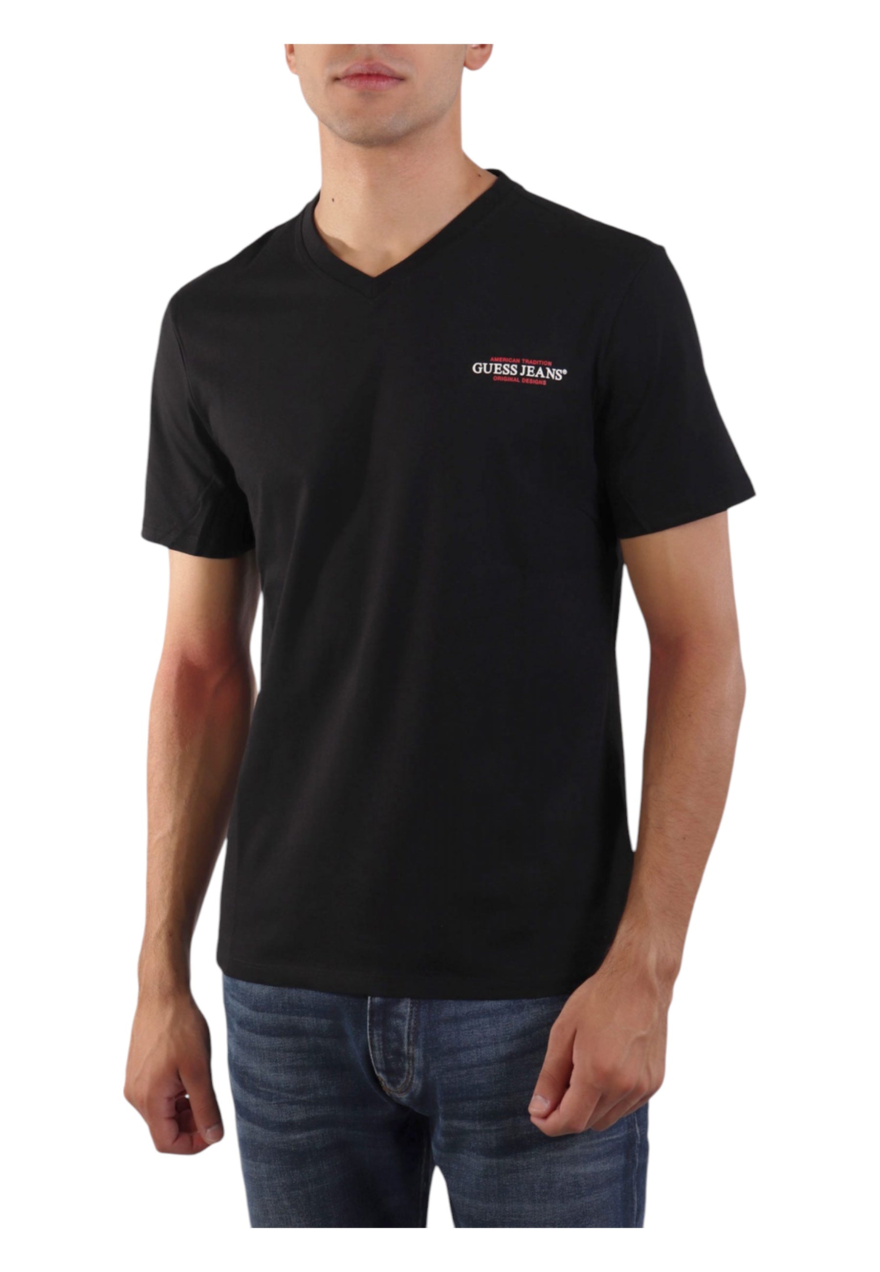 T-shirt Uomo Guess Jeans scollo a V American Tradition