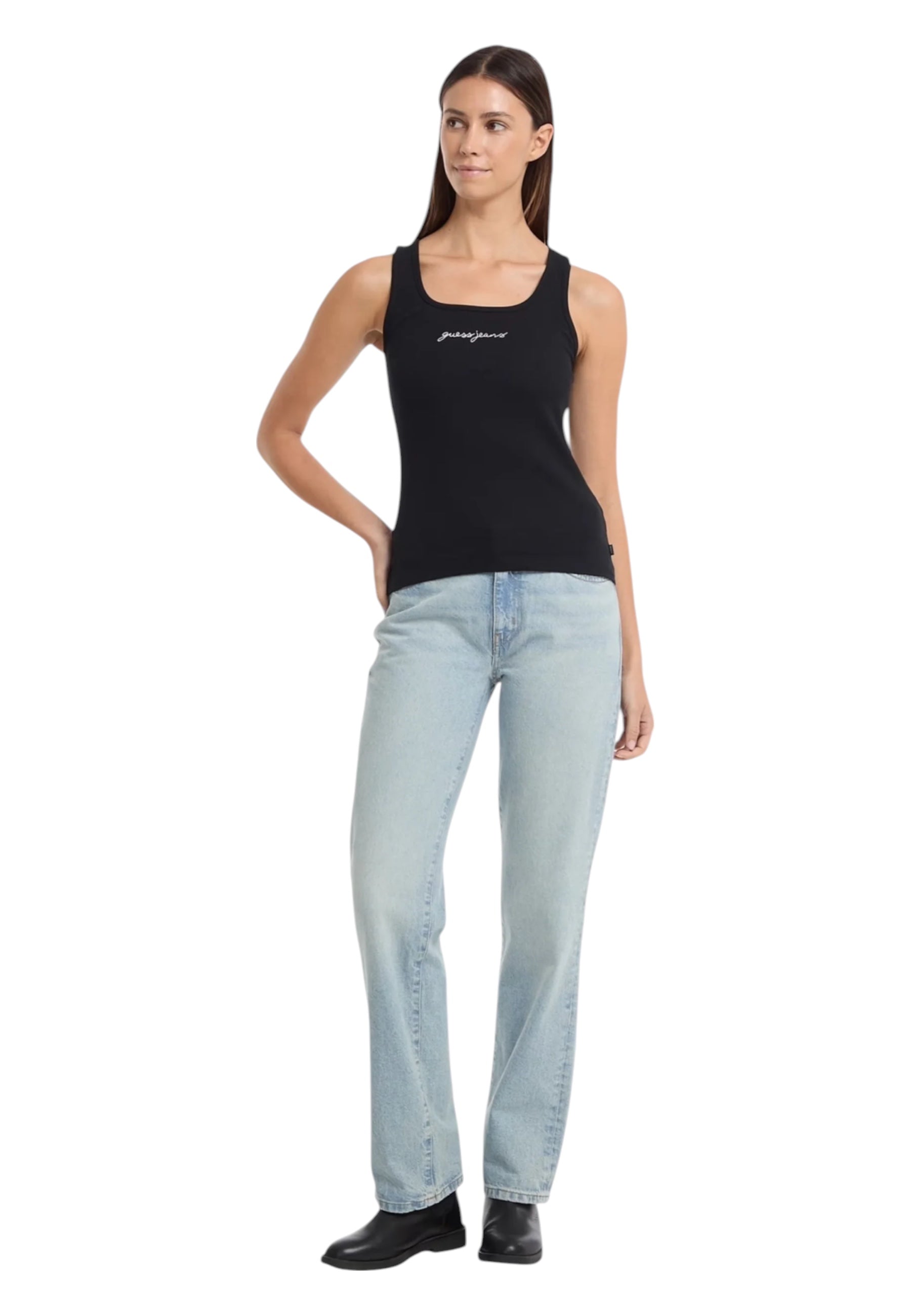 Canotta Donna Guess Jeans a costine