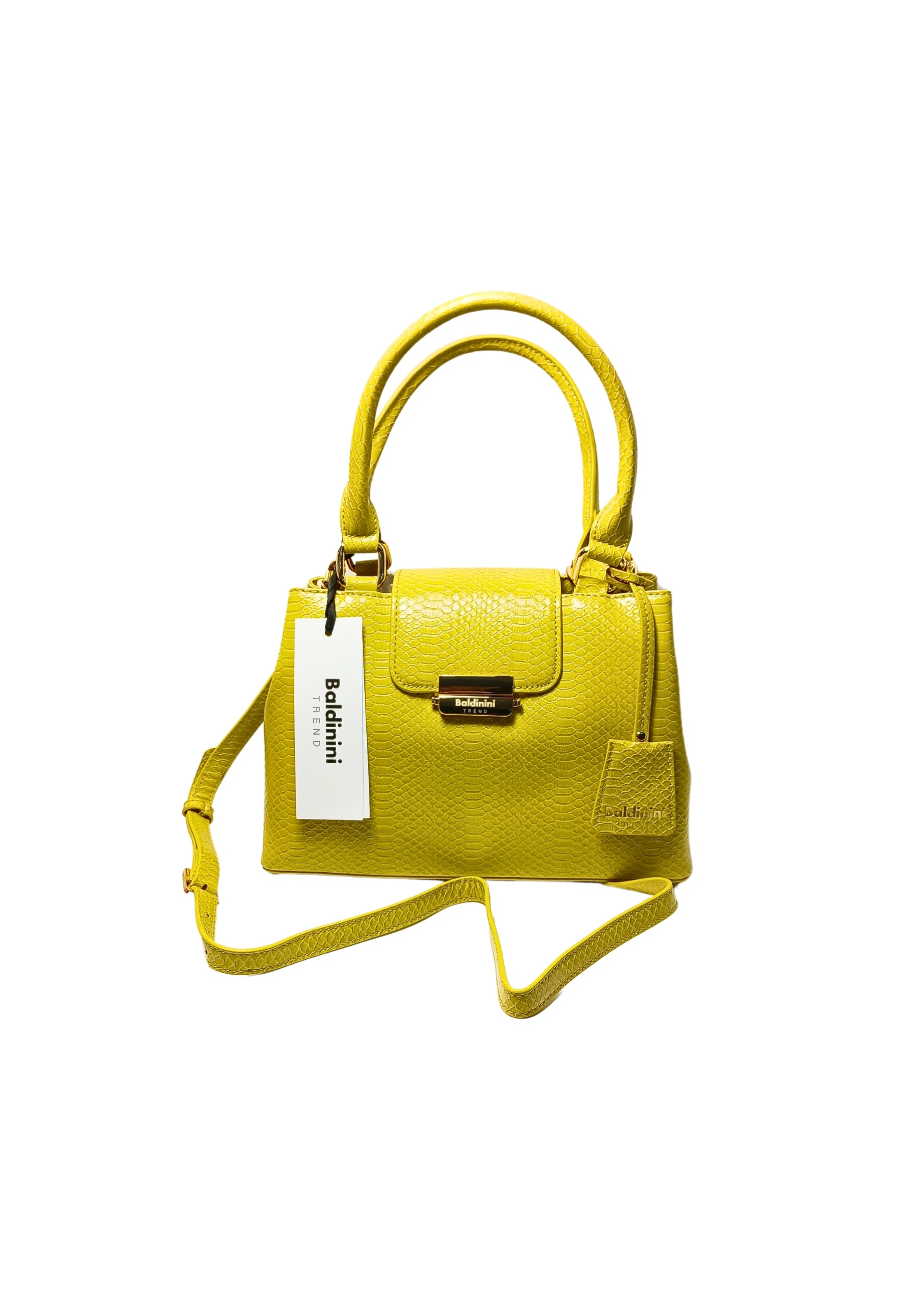 Borsa Donna Baldinini Trend 18_Pistoia-Senape. Borsa tracolla. Doppio Scompartimento. Dettagli Dorati. Logo Frontale.