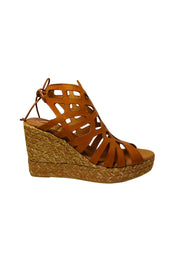 Scarpe Donna Kanna Sandalo traforato col. cuoio-Lucido Canela-zeppa