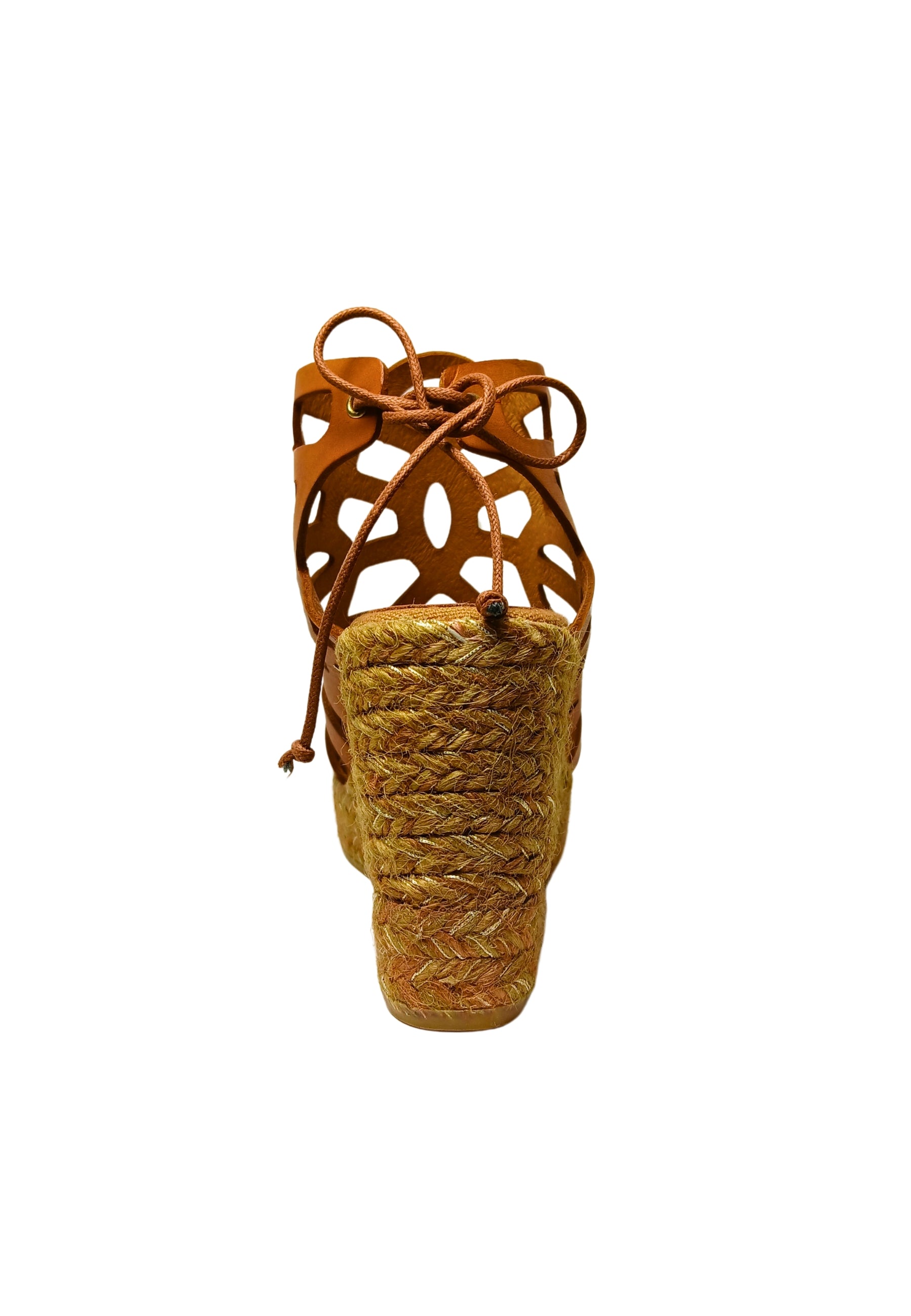Scarpe Donna Kanna Sandalo traforato col. cuoio-Lucido Canela-zeppa