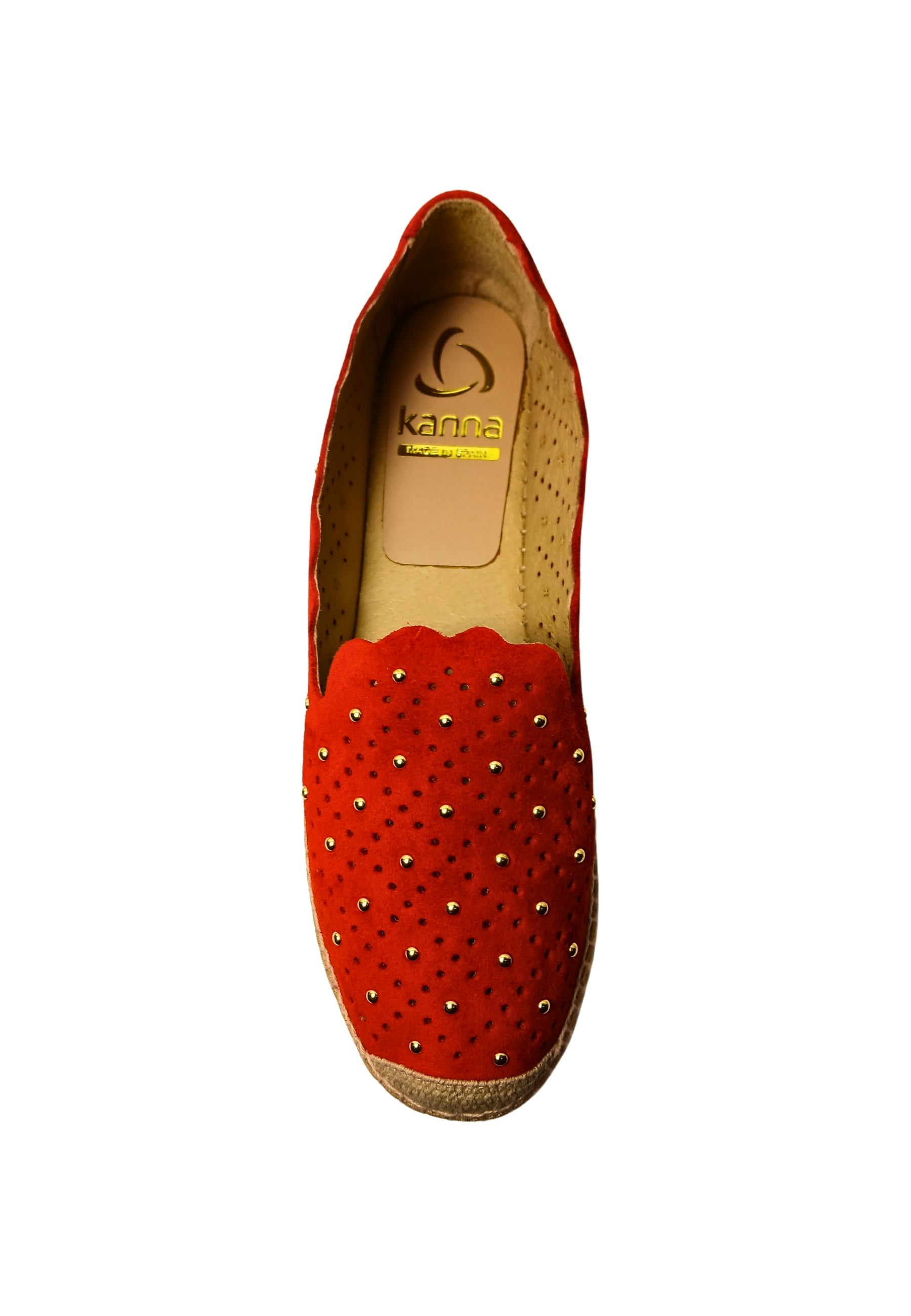 Scarpe Donna Kanna Espadrillas scamosciate col.Rosso-Applicazioni oro