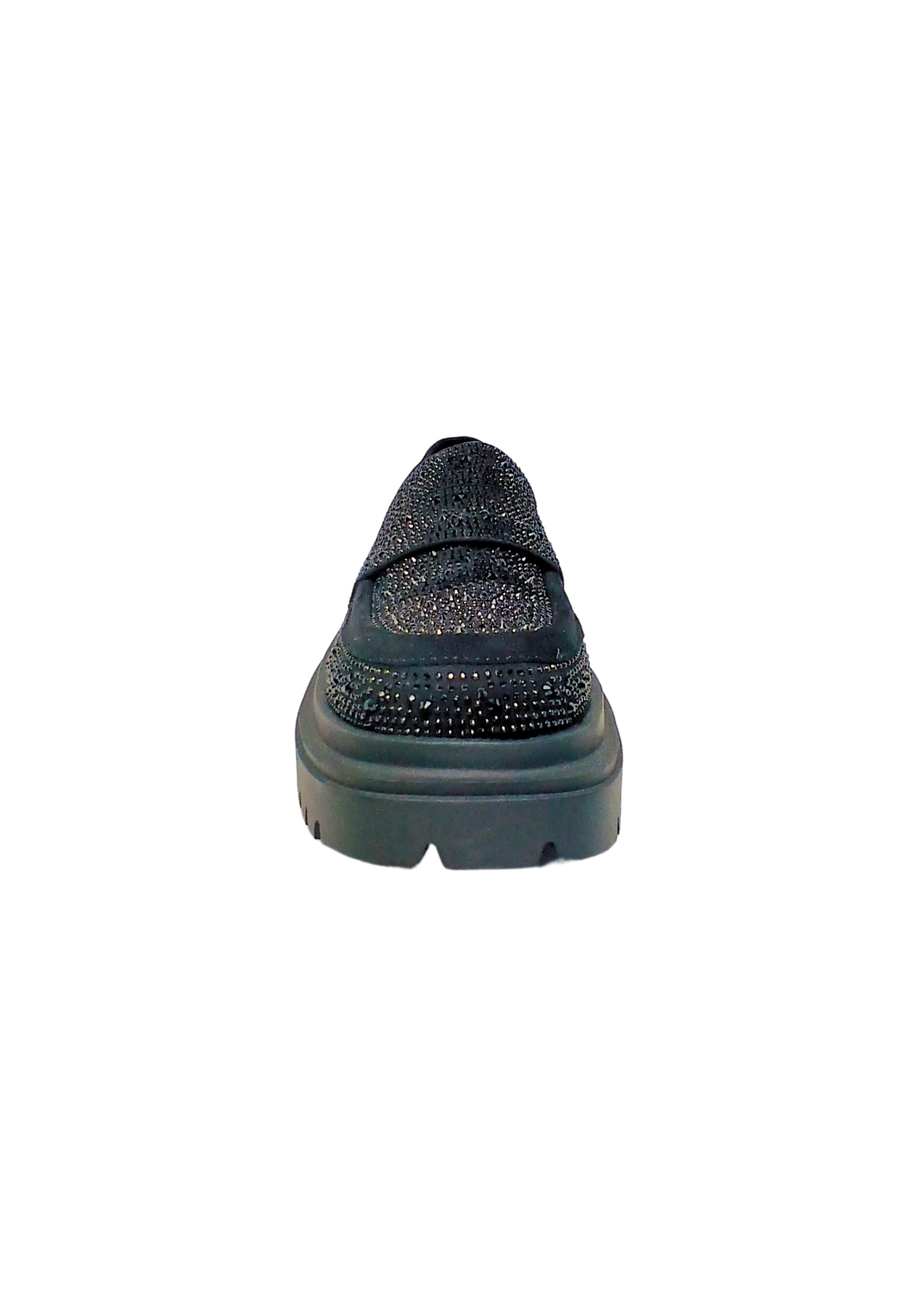 Scarpe Donna Manufacture D'Essai Mocassino Donna Nero Scamosciato- Con strass