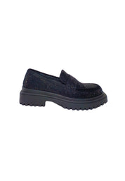Scarpe Donna Manufacture D'Essai Mocassino Donna Nero Scamosciato- Con strass