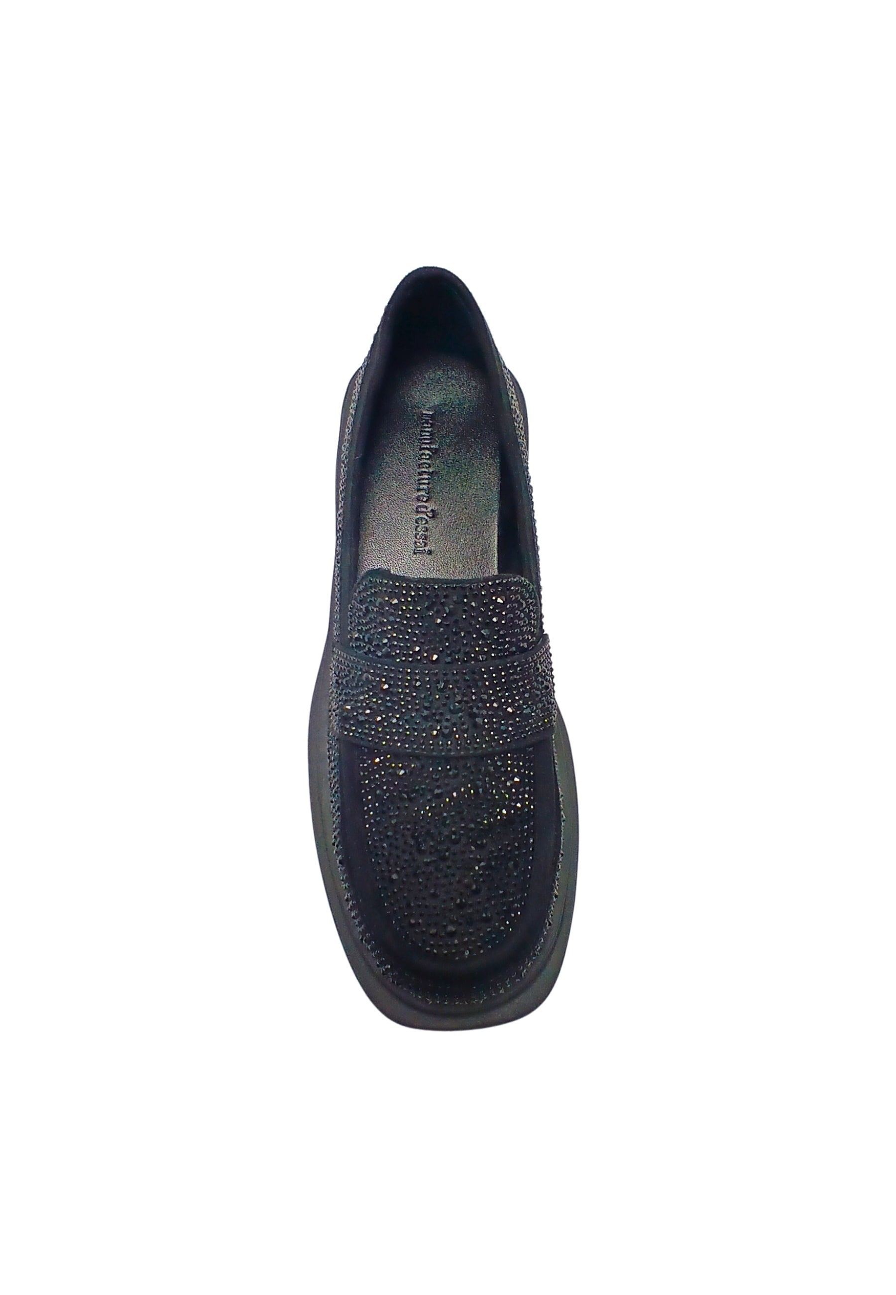 Scarpe Donna Manufacture D'Essai Mocassino Donna Nero Scamosciato- Con strass