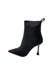 Scarpe Donna Manufacture D'Essai Stivaletto nero scamosciato con Tacco e Brillantini.