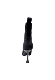 Scarpe Donna Manufacture D'Essai Stivaletto nero scamosciato con Tacco e Brillantini.