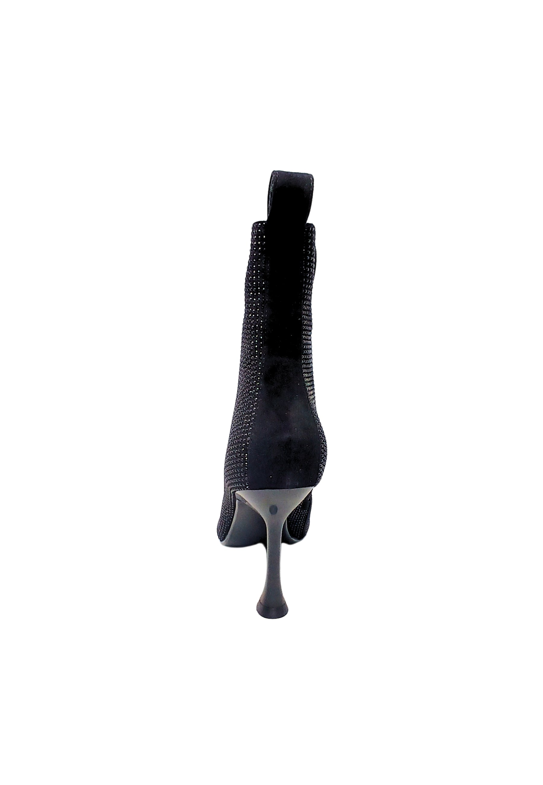 Scarpe Donna Manufacture D'Essai Stivaletto nero scamosciato con Tacco e Brillantini.