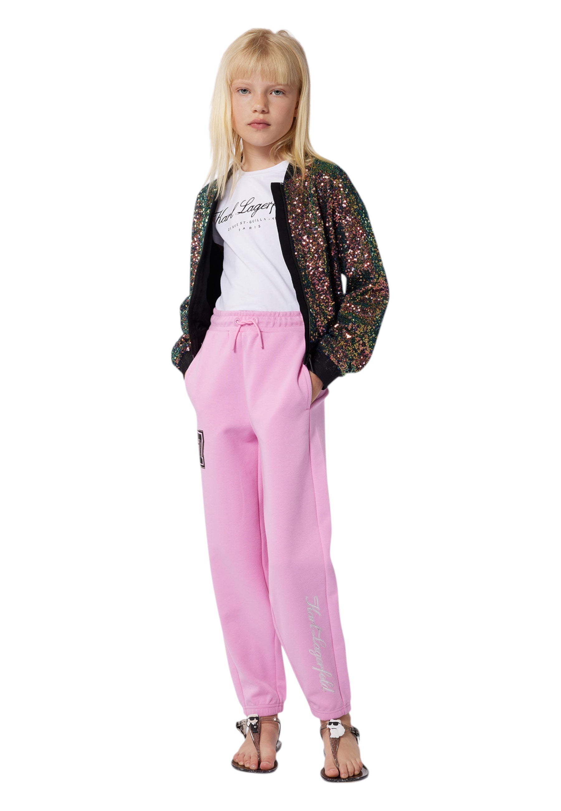 Bomber Bambina Karl Lagerfeld con paillettes ricamate
