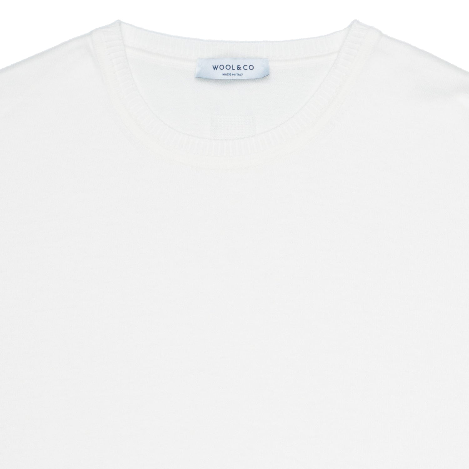 Maglia Girocollo Uomo Wool & Co Filo Cotone Bianco