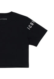 T-shirt Bambina Dsquared2 Icon cropped glitter
