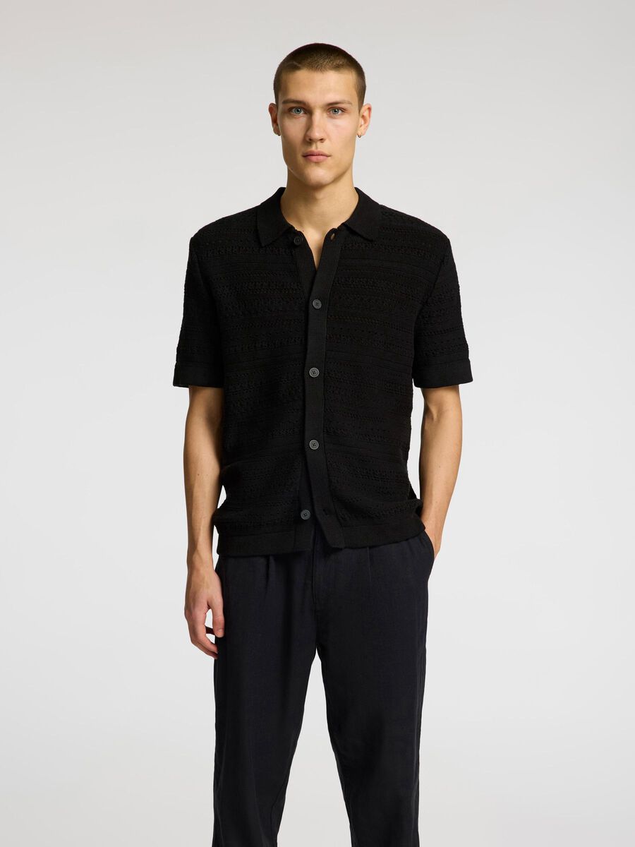Polo Cardigan Uomo Selected Crochet Black