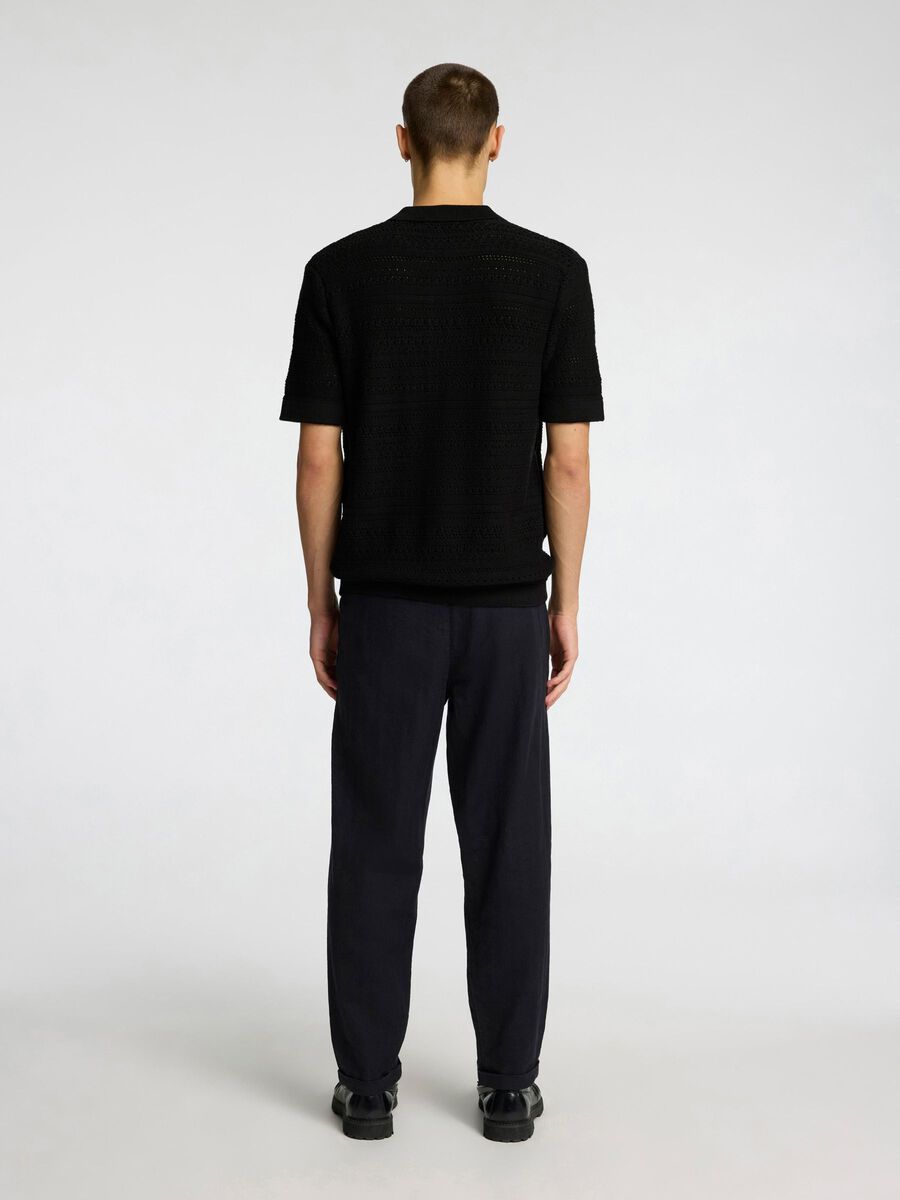 Polo Cardigan Uomo Selected Crochet Black