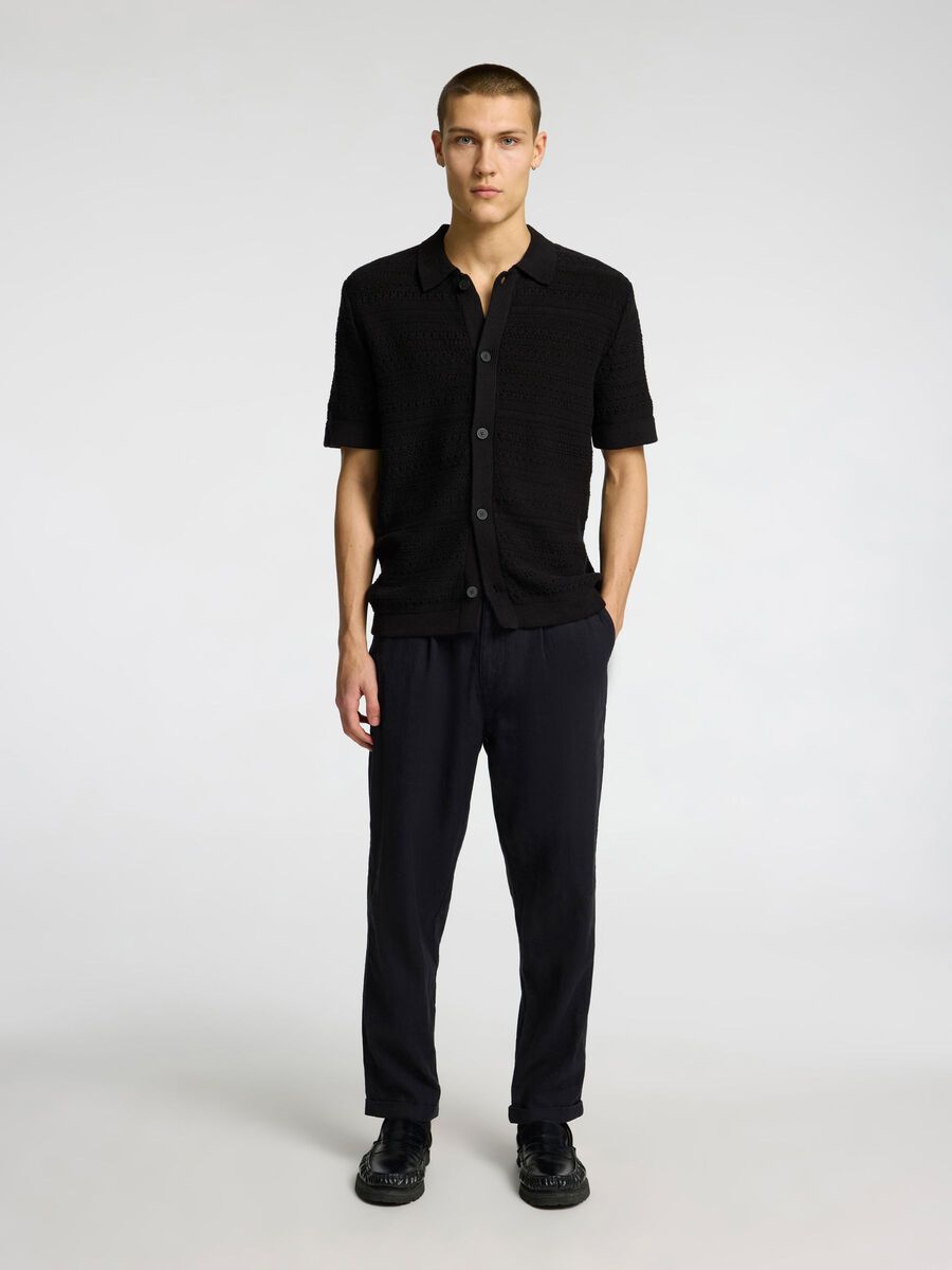 Polo Cardigan Uomo Selected Crochet Black