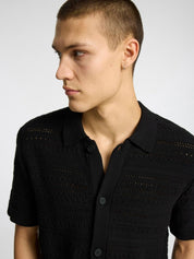 Polo Cardigan Uomo Selected Crochet Black