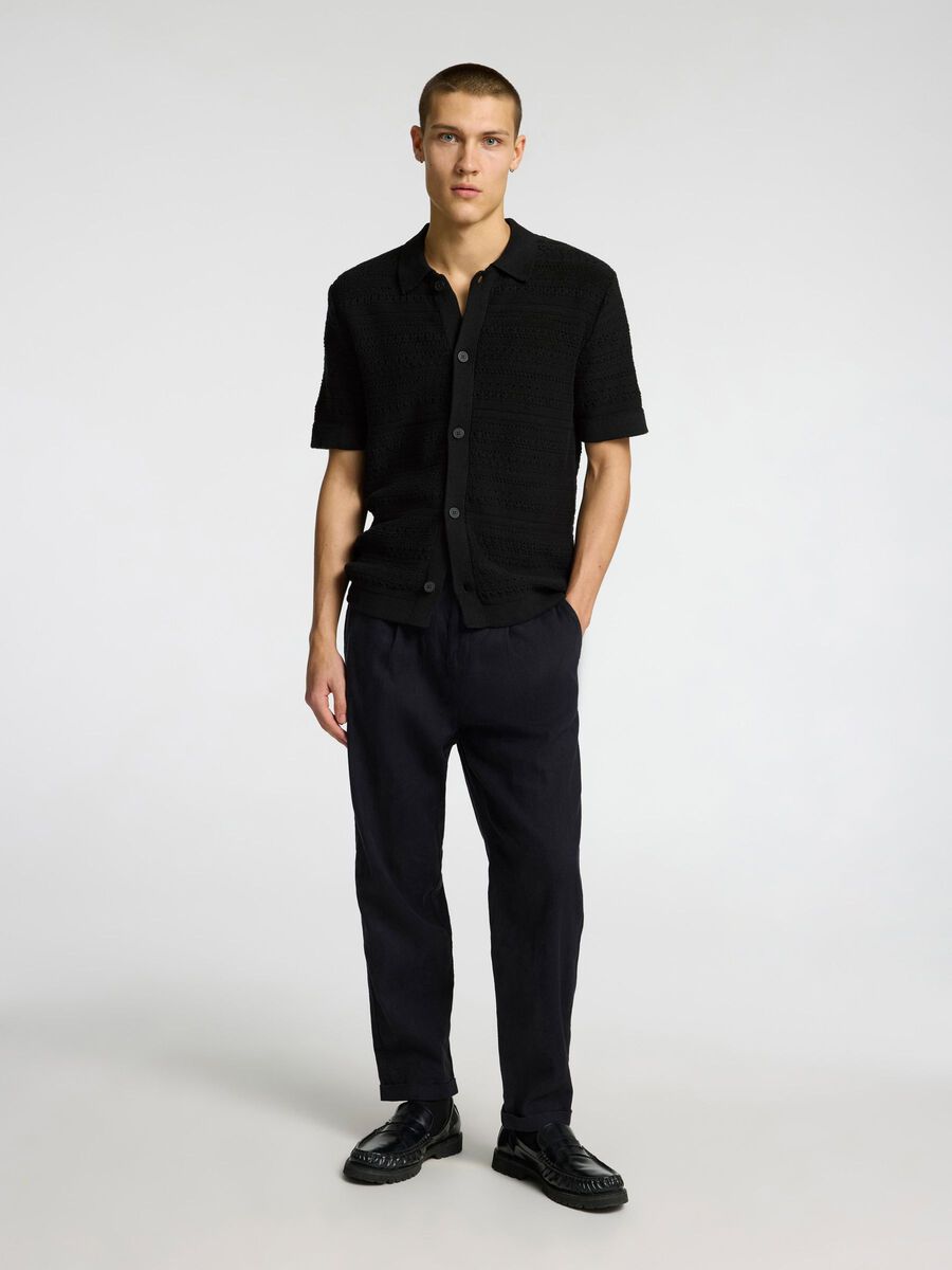 Polo Cardigan Uomo Selected Crochet Black