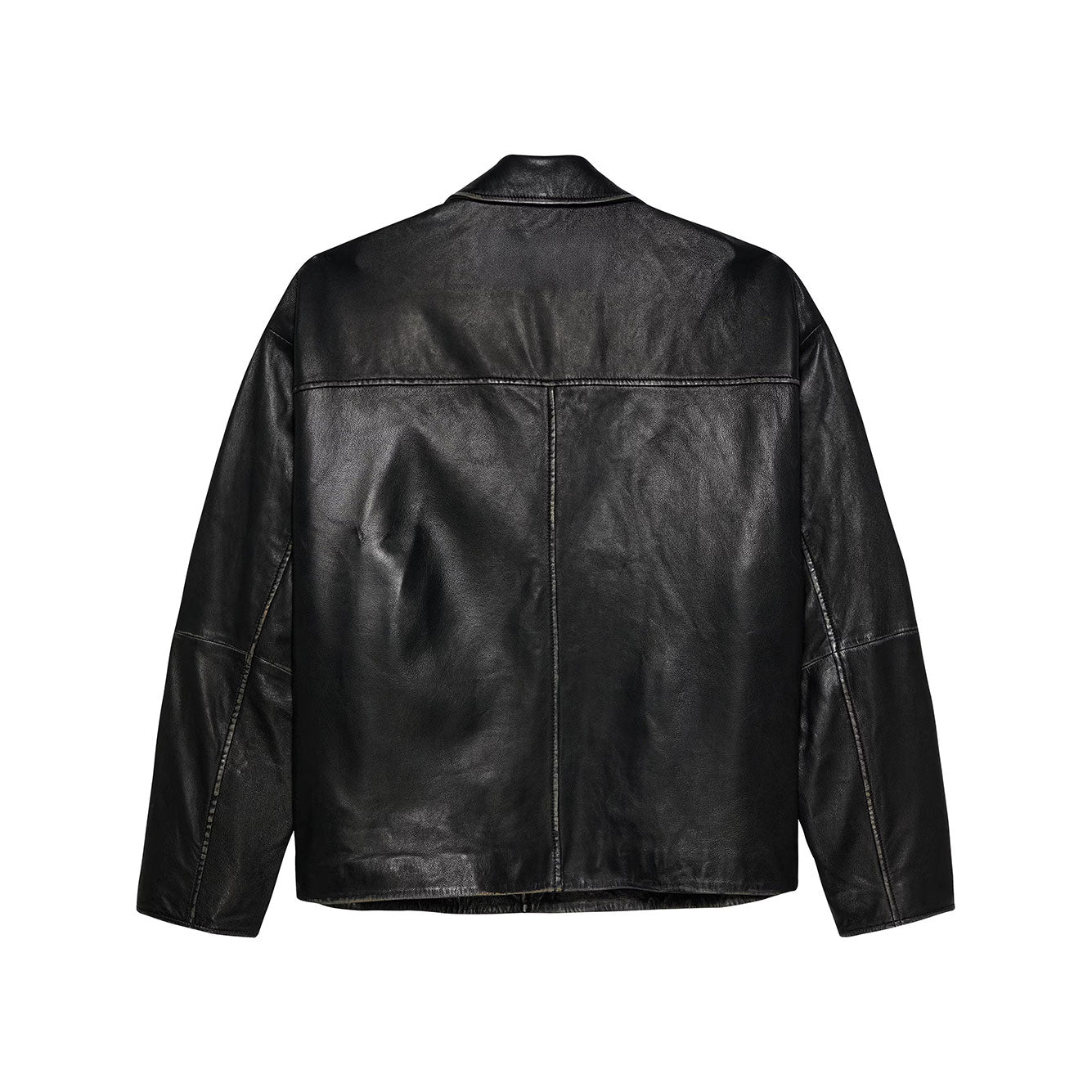 Giacca New Amsterdam LEATHER JACKET BOXY FIT WASHED BLACK