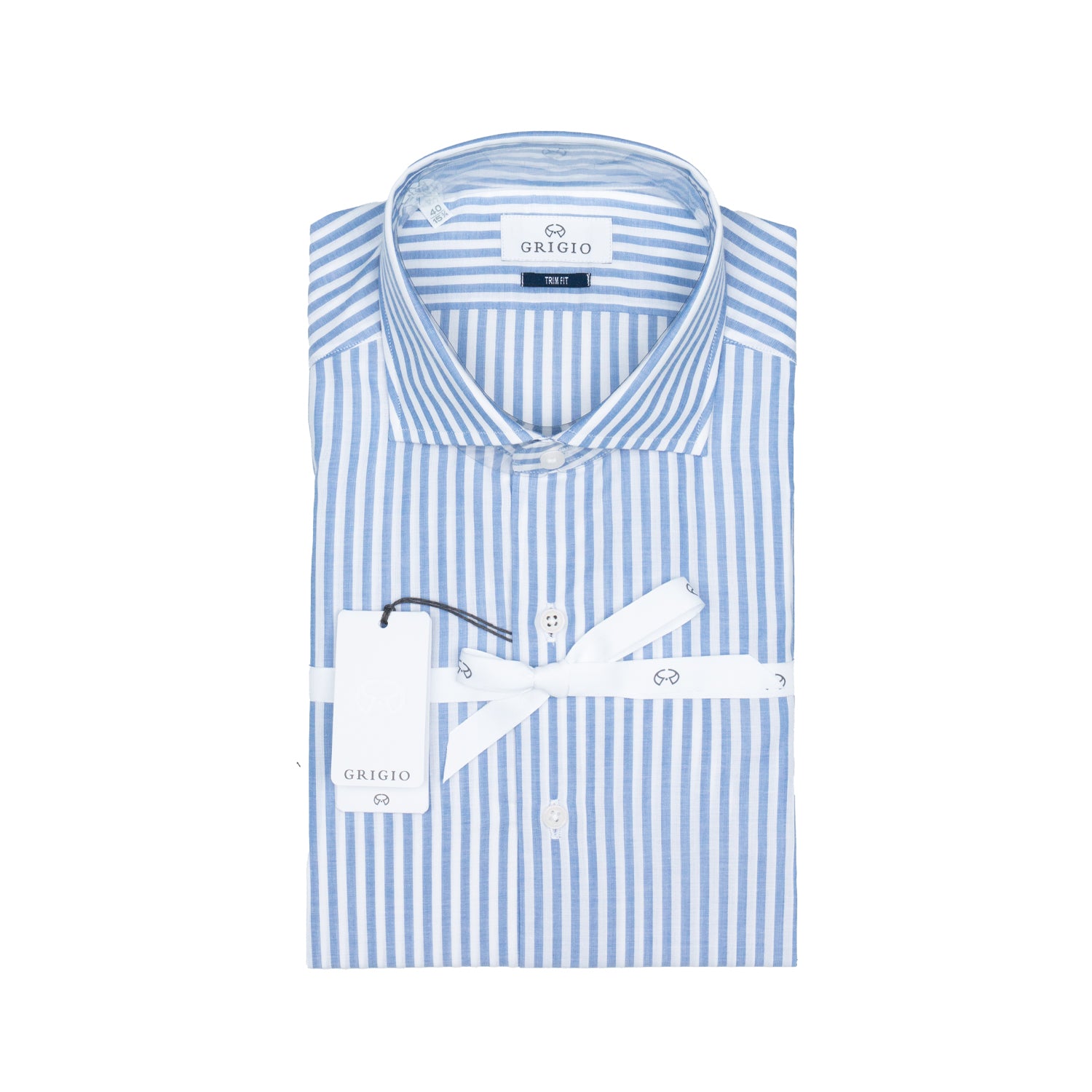 Camicia Uomo Grigio Camicia Riga Azzurra/Blu