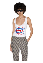 Canotta a coste Donna Gucci stampa gucci