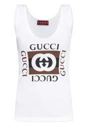 Canotta a coste Donna Gucci stampa gucci