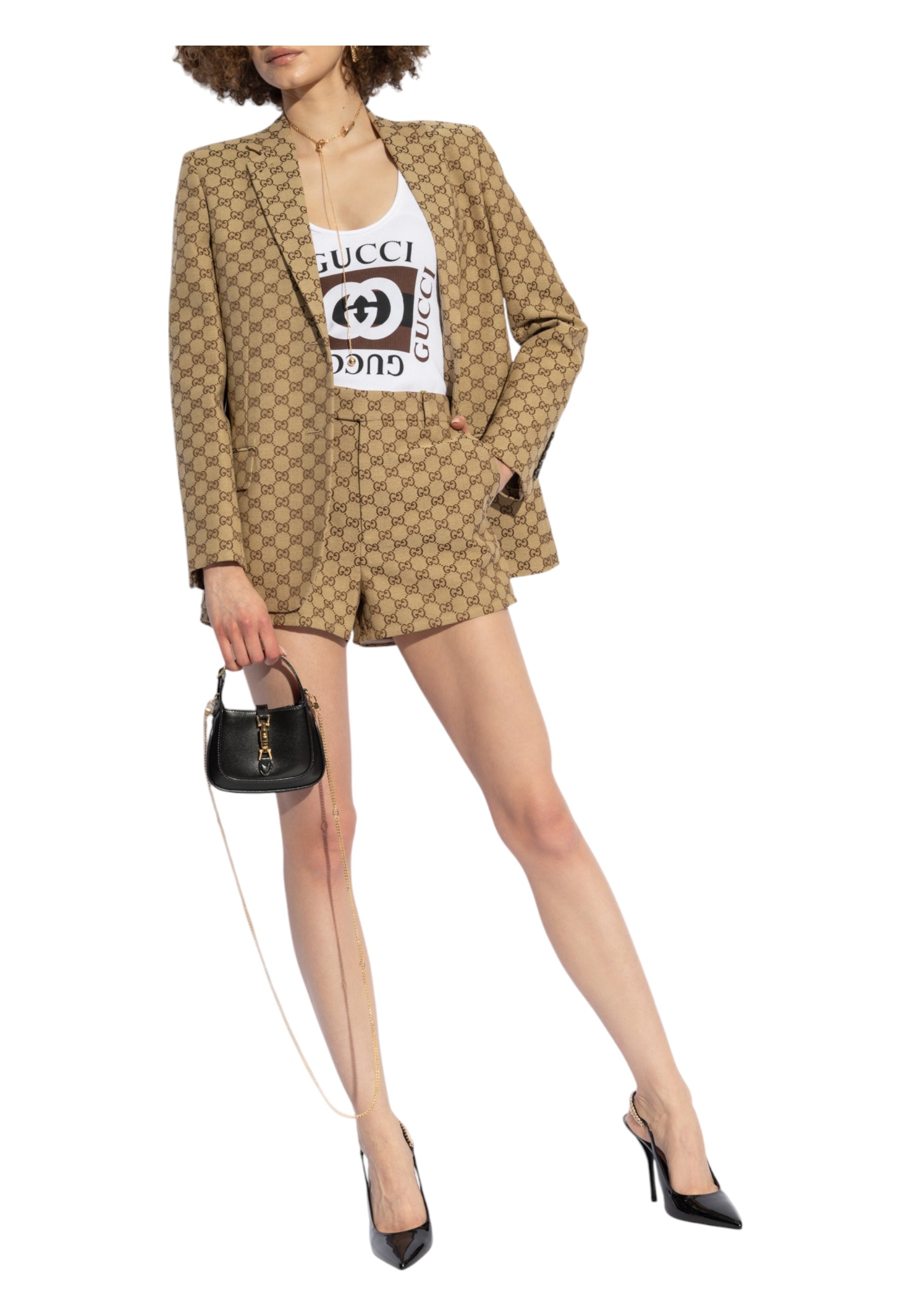Canotta a coste Donna Gucci stampa gucci