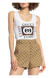 Canotta a coste Donna Gucci stampa gucci