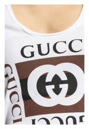 Canotta a coste Donna Gucci stampa gucci
