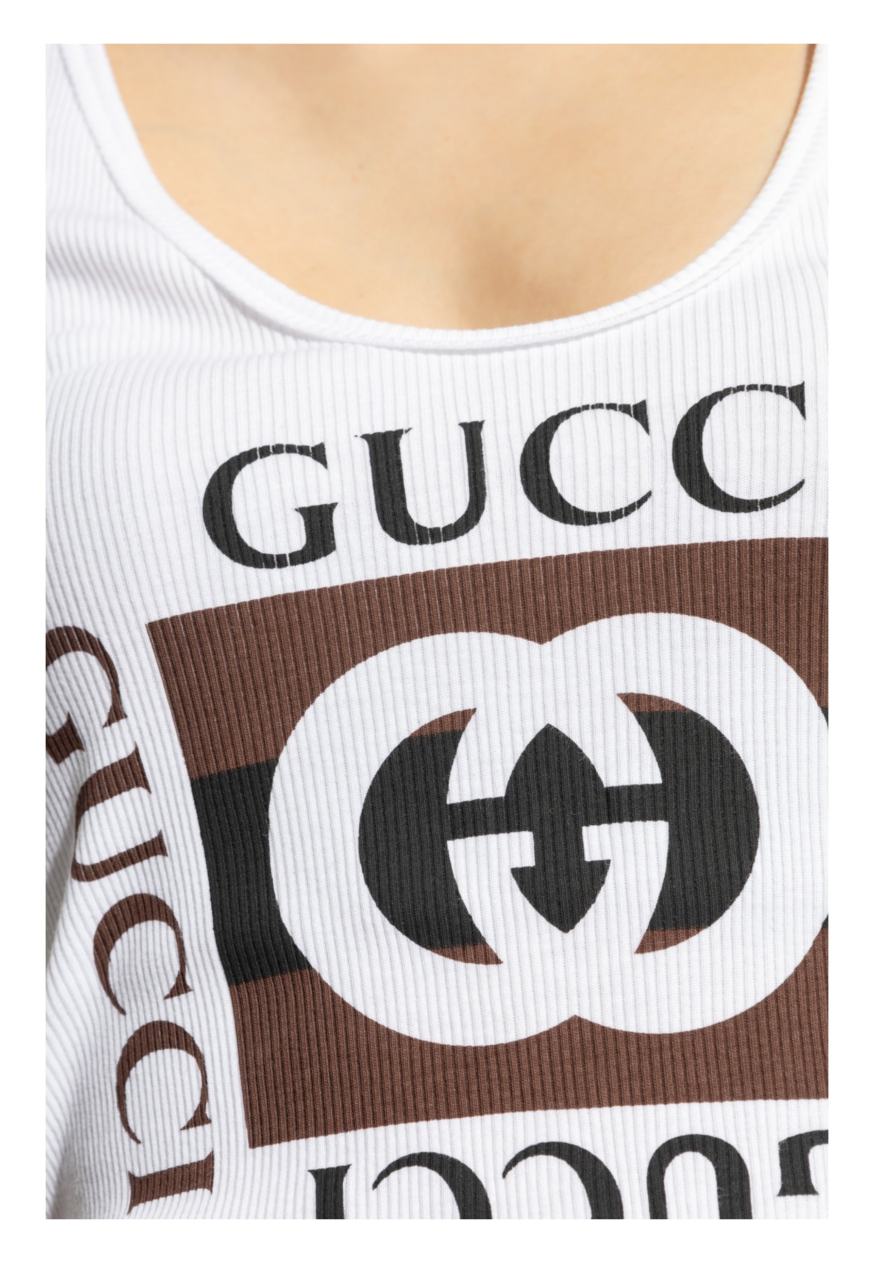 Canotta a coste Donna Gucci stampa gucci