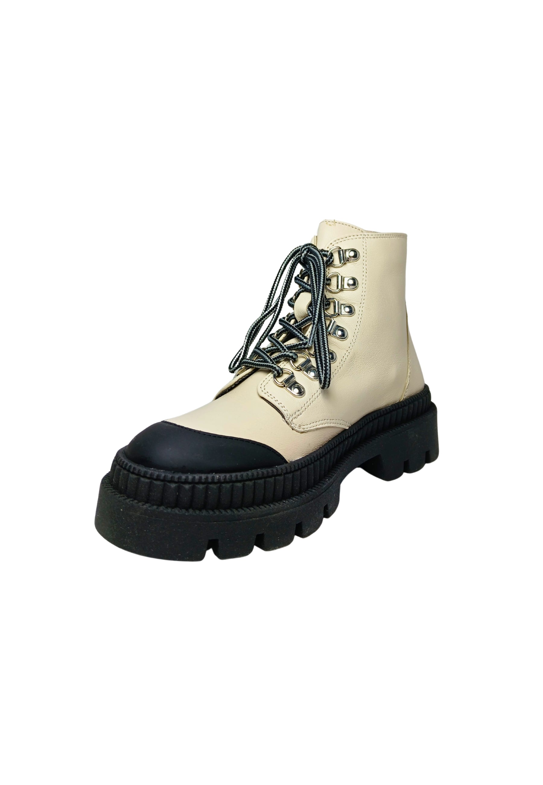 Scarpe Donna Fabbrica Dei Colli Anfibi in pelle nero/conchiglia-Chiusura con lacci