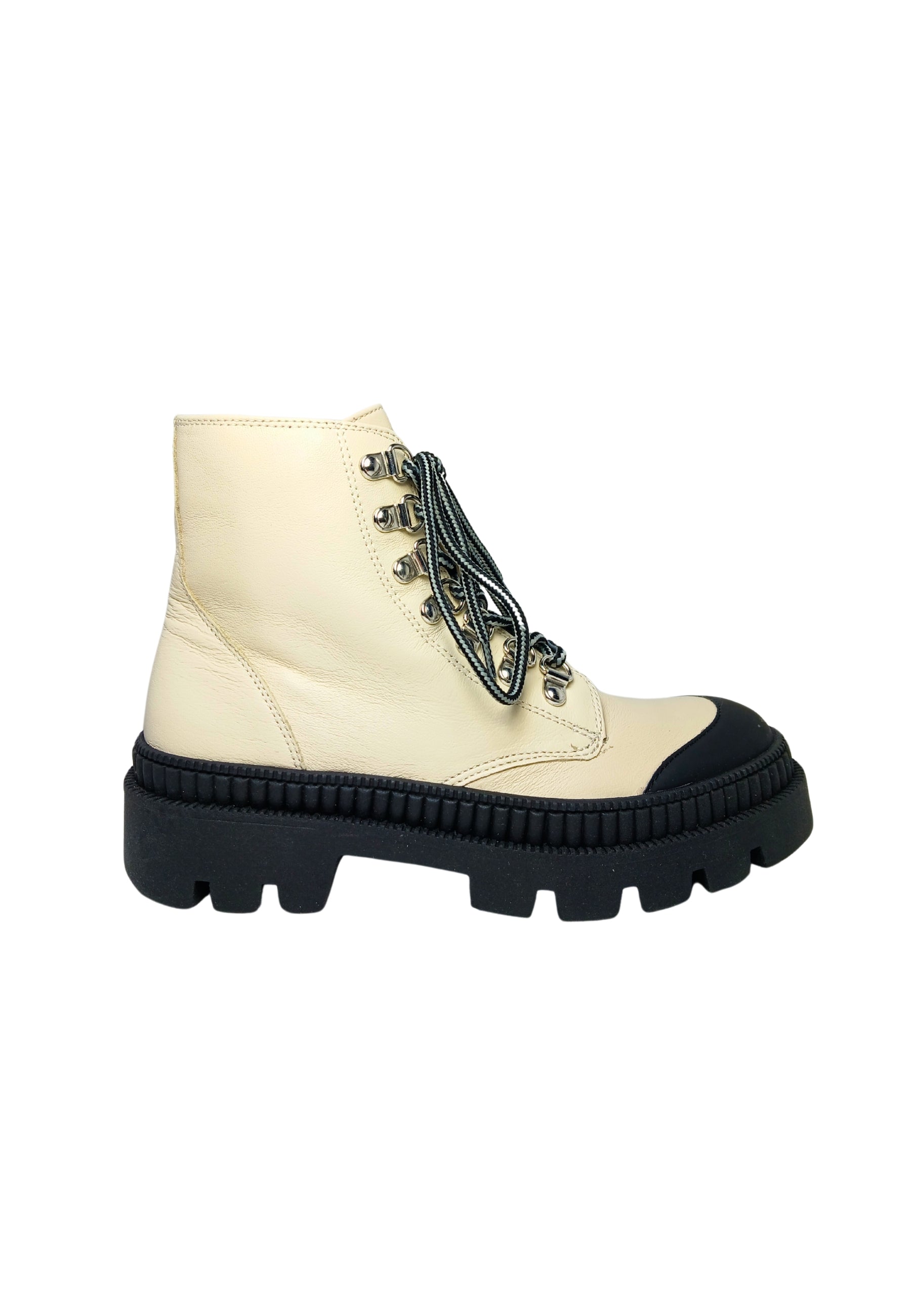 Scarpe Donna Fabbrica Dei Colli Anfibi in pelle nero/conchiglia-Chiusura con lacci