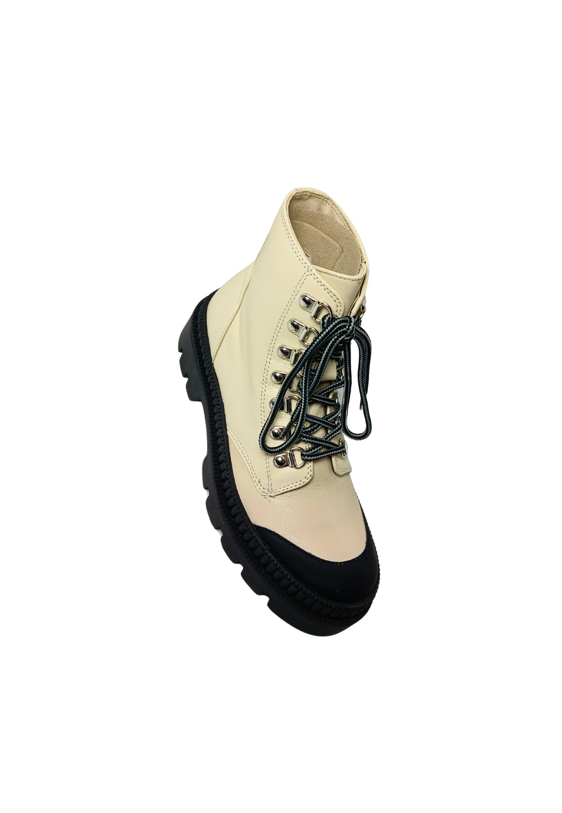 Scarpe Donna Fabbrica Dei Colli Anfibi in pelle nero/conchiglia-Chiusura con lacci