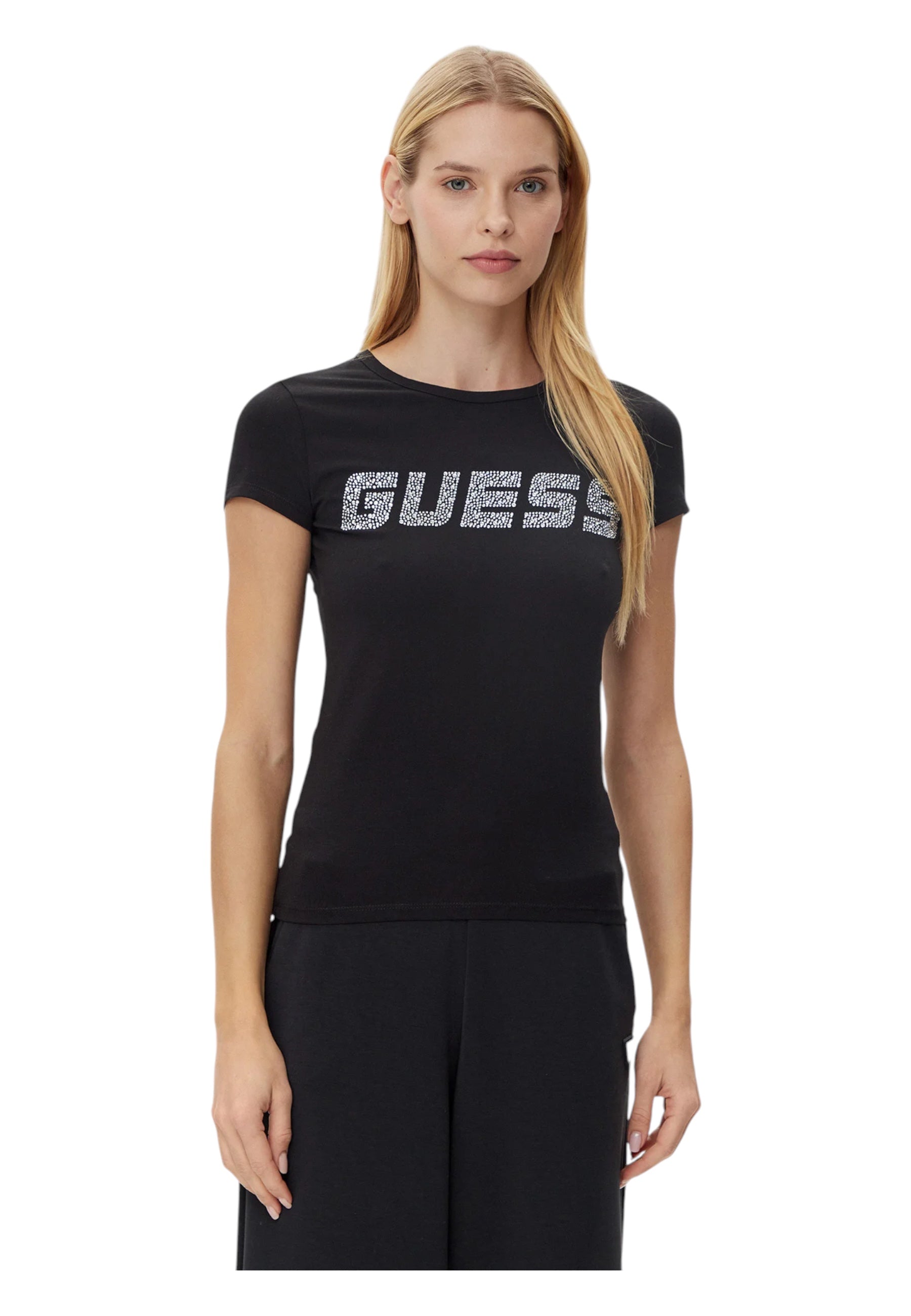 T-shirt Donna Guess Activewear logo strass