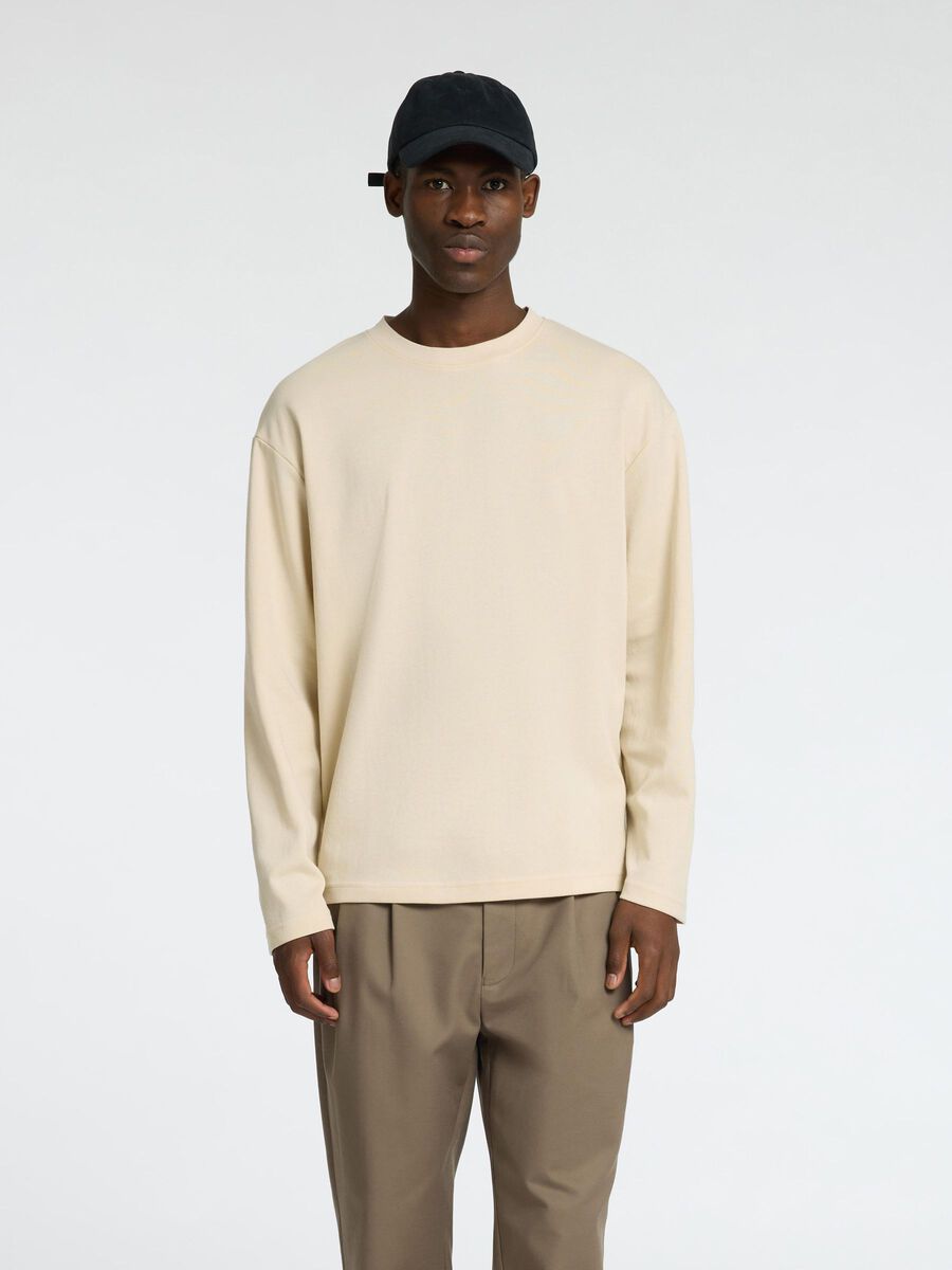 T-shirt manica lunga Uomo Selected Oatmeal