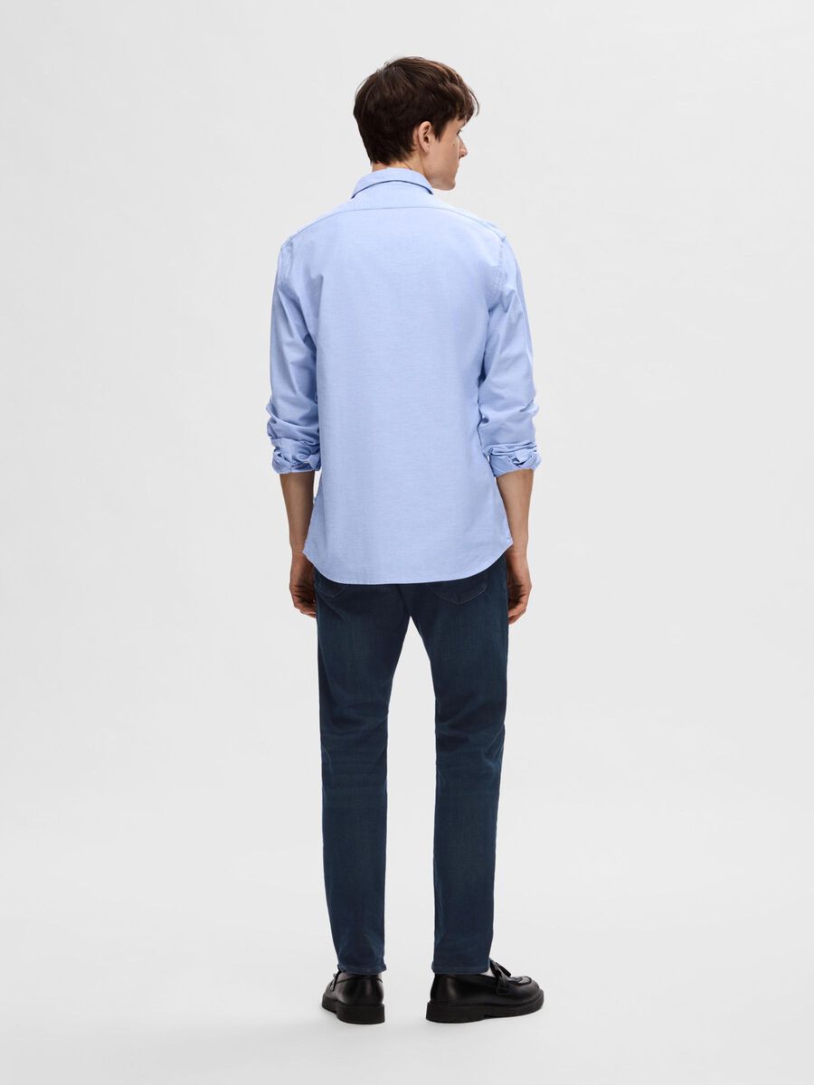 Camicia Oxford Uomo Selected Oxford Basic Celeste