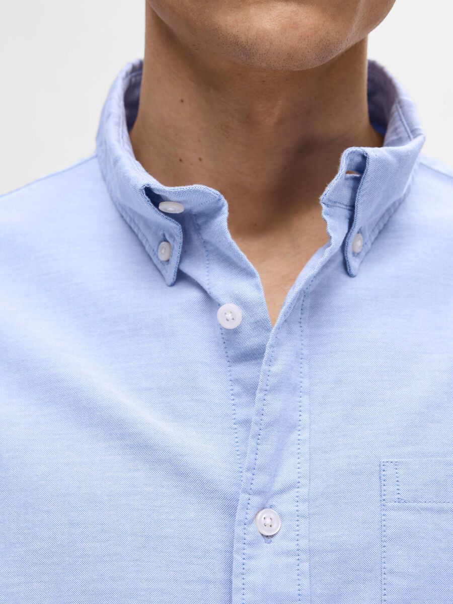 Camicia Oxford Uomo Selected Oxford Basic Celeste