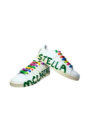 Scarpe Donna Adidas Stella McCarteney Sneakers Stan Smit in ecopelle con lacci colorati e logo effetto spray