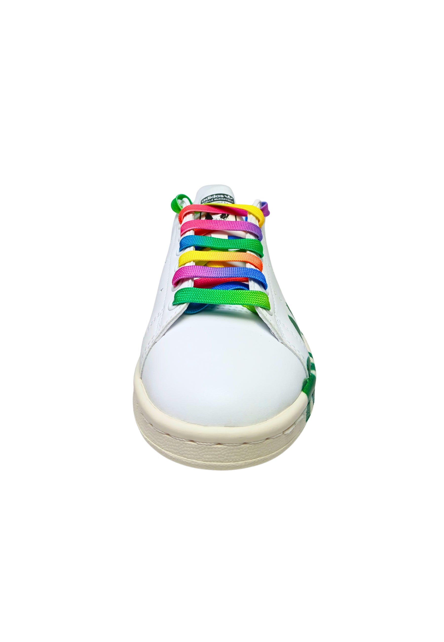 Scarpe Donna Adidas Stella McCarteney Sneakers Stan Smit in ecopelle con lacci colorati e logo effetto spray