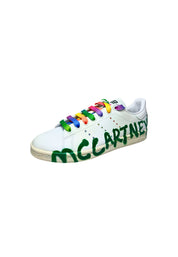 Scarpe Donna Adidas Stella McCarteney Sneakers Stan Smit in ecopelle con lacci colorati e logo effetto spray