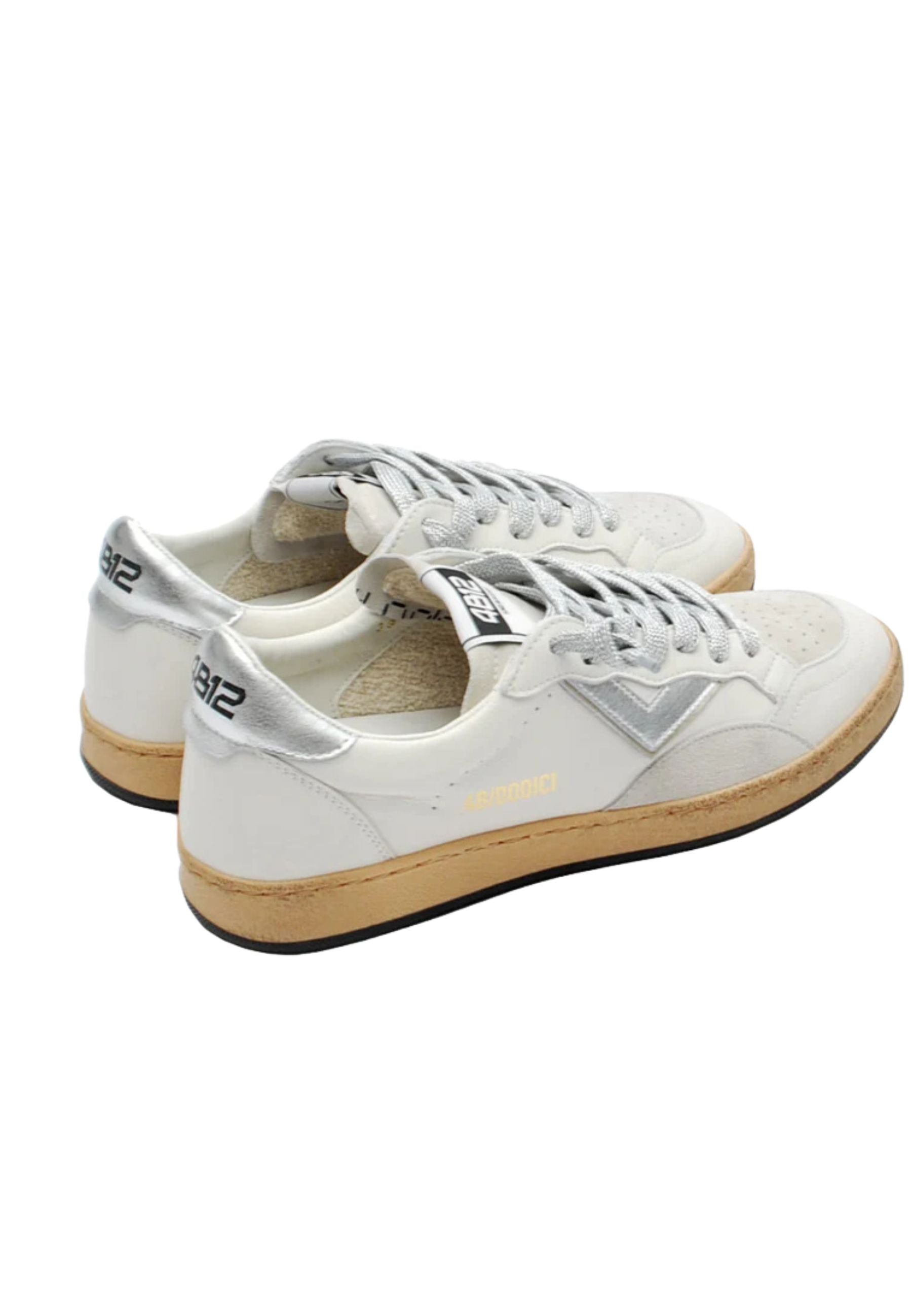 Sneakers In Pelle Donna 4B12 Playnew Bianco Ghiaccio