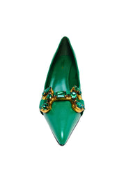 Scarpe Donna Tosca Blu Decolleté a punta con tacco e abbricazioni in oro.