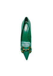 Scarpe Donna Tosca Blu Decolleté a punta con tacco e abbricazioni in oro.