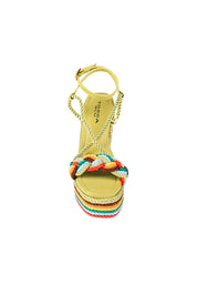 Scarpe Donna Tosca Blu Sandalo in corda multicolore, allacciatura alla caviglia, tacco a zeppa
