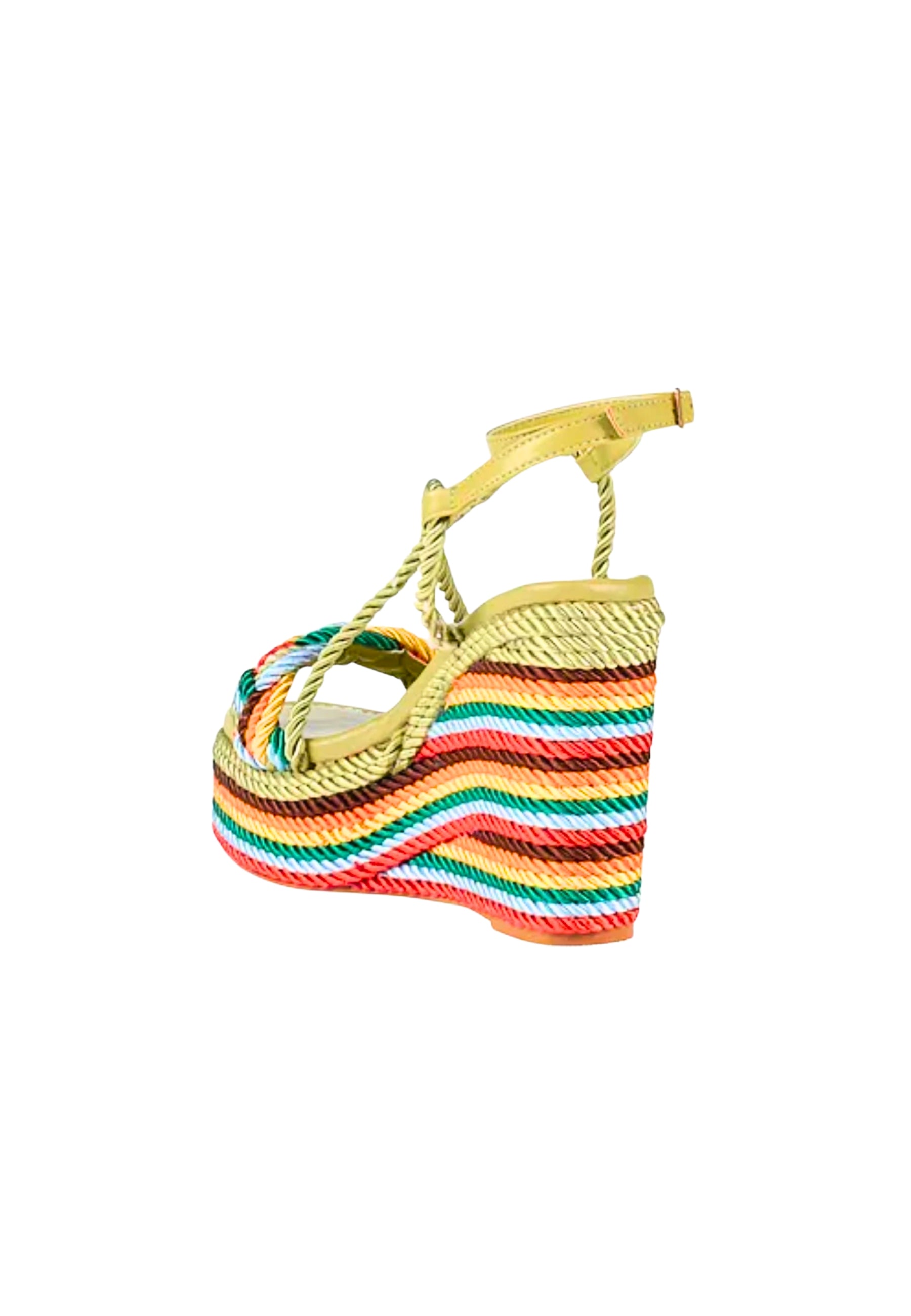 Scarpe Donna Tosca Blu Sandalo in corda multicolore, allacciatura alla caviglia, tacco a zeppa