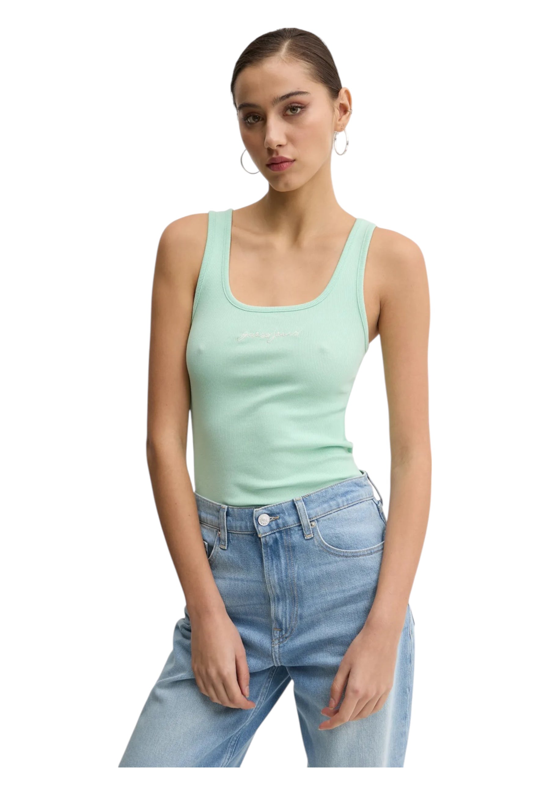 Canotta Donna Guess Jeans a costine