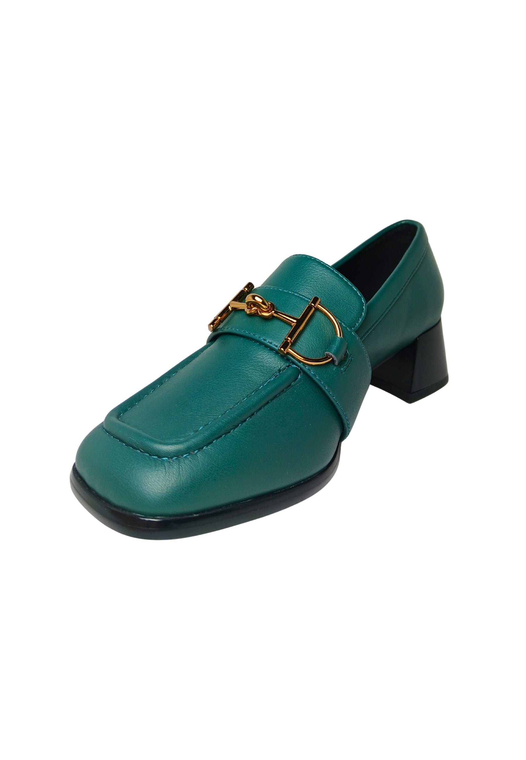 Scarpe Donna Tosca Blu Mocassino con tacco e applicazione oro