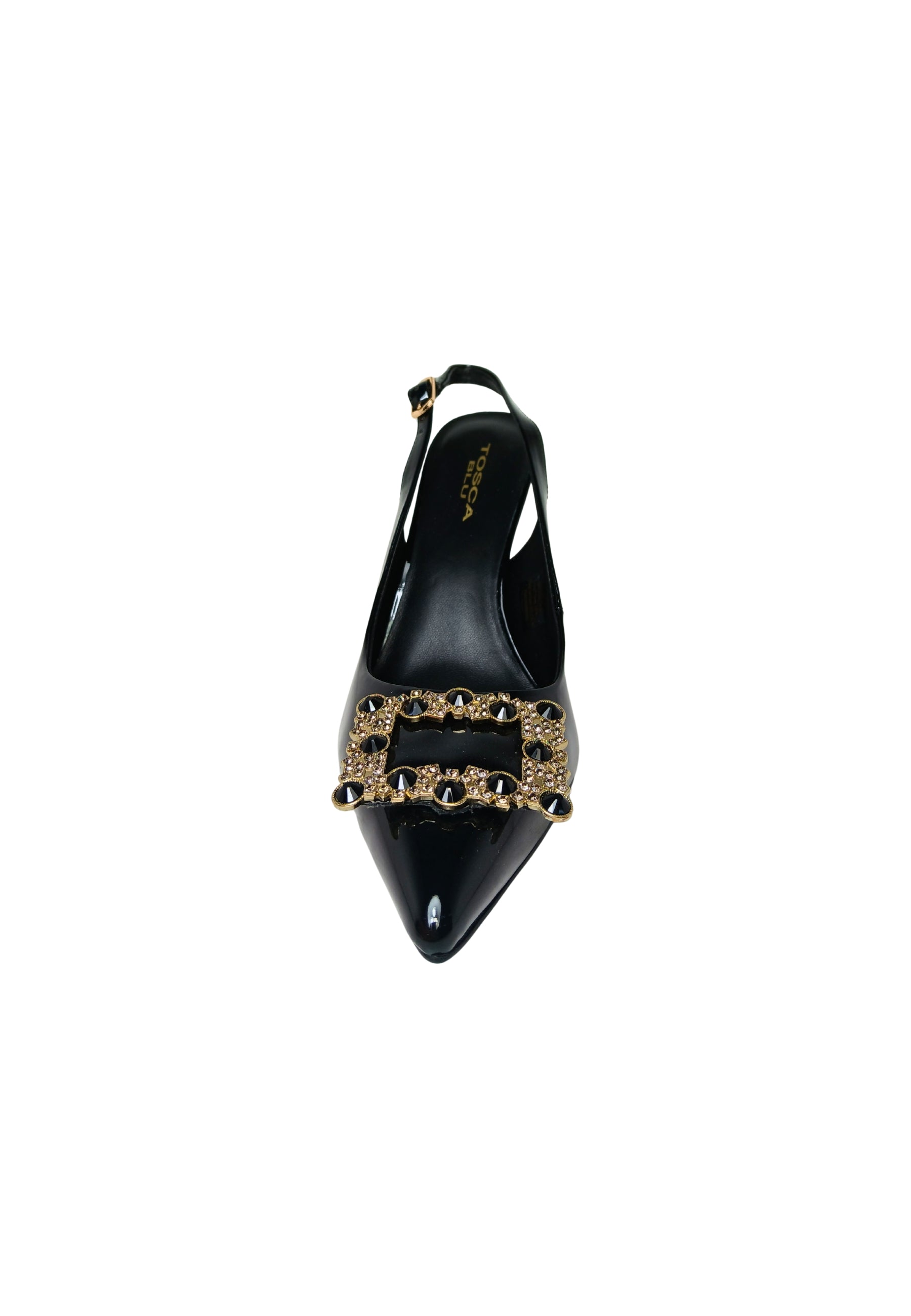 Scarpe Donna Tosca Blu Decolleté Demi con applicazione pietre, chiusura con cinturino alla caviglia