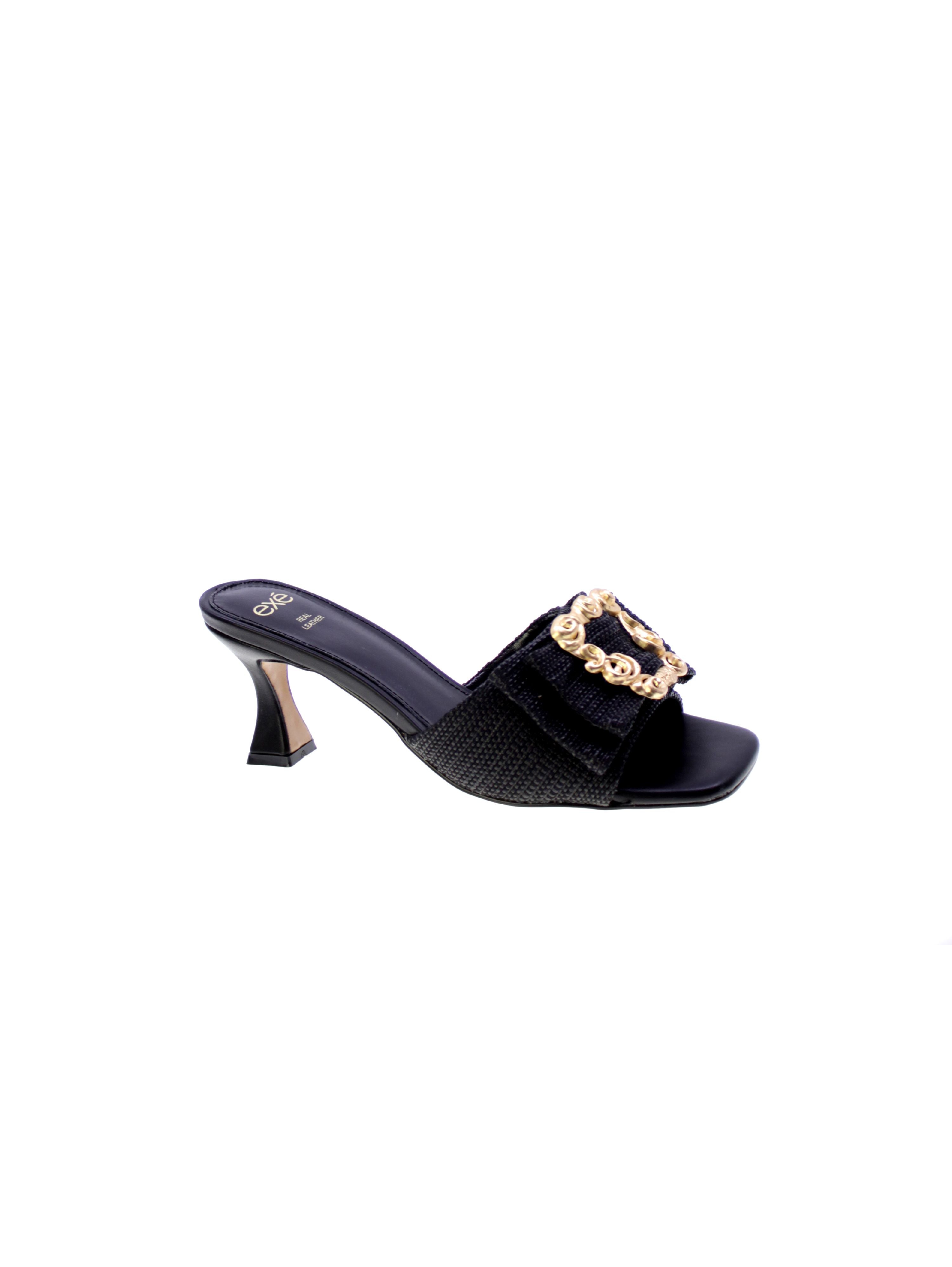 Exe Sandalo Mules Rafia Donna Nero Lucia-190