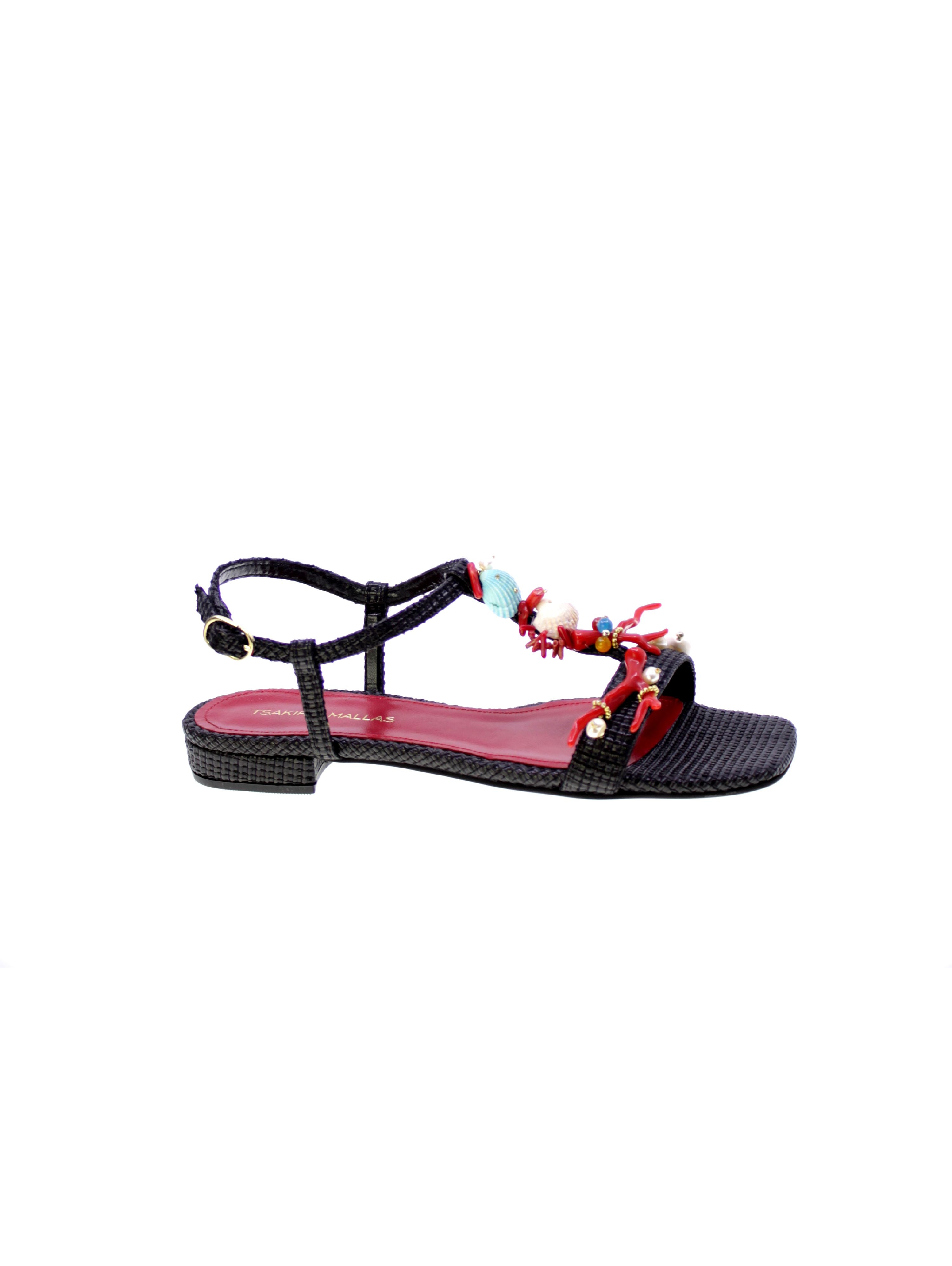 Tsakiris mallas Sandalo Basso Corallo Donna Nero Jane-642